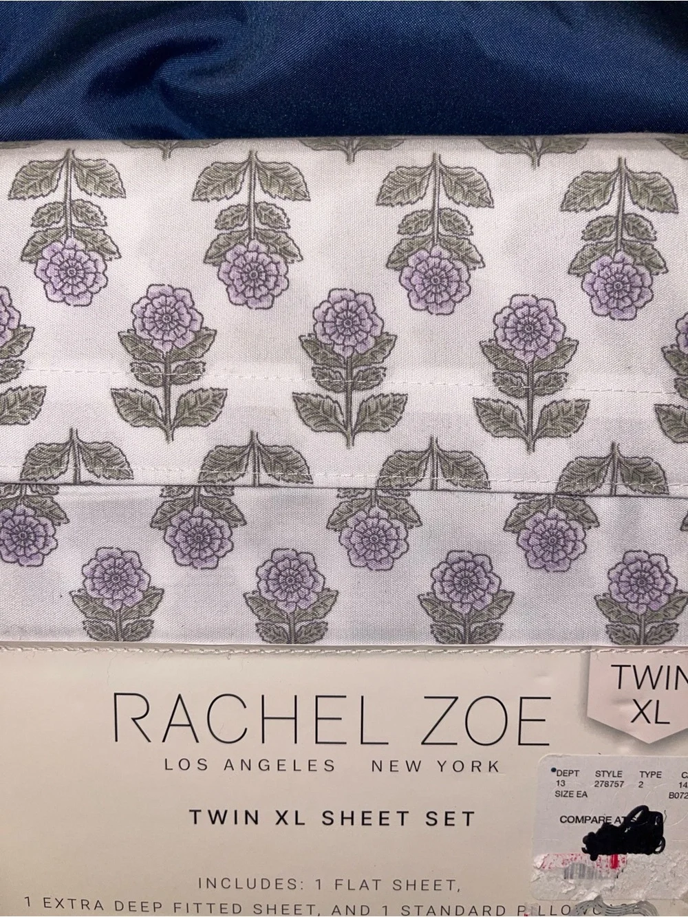 Rachel Zoe Floral Twin XL Sheet Set - Lavender and Sage